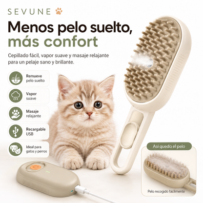 SEVUNE Cepillo Removedor de Pelo con vapor para Mascotas